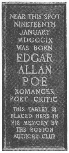 Photograph of the Boston Authors Club Poe Memorial Tablet