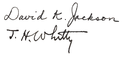 D. J. Jackson and J. H. Whitty signatures