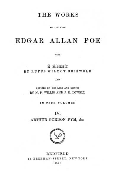 The Works of the Late Edgar Allan Poe - Volume IV (1856) - title page