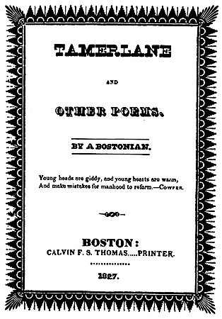 Tamerlane and Other Poems, front cover