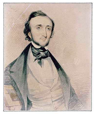 Watercolor portrait of Edgar Allan Poe, by A. C. Smith
