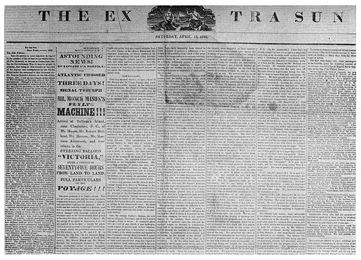 The Baloon Hoax, from the New York Sun, April 13, 1844