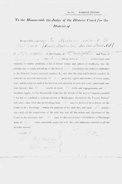Edgar Allan Poe Bankruptcy Document, by B. J. Rosenmeyer
