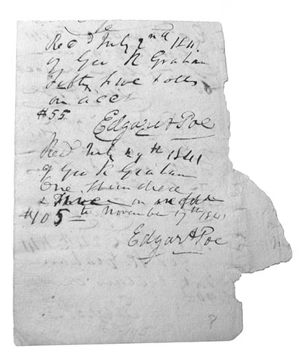 Receipt from Graham's Magazine, July 2-24, 1841