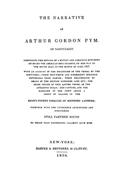 The Narrative of A. G. Pym (1838) - title page