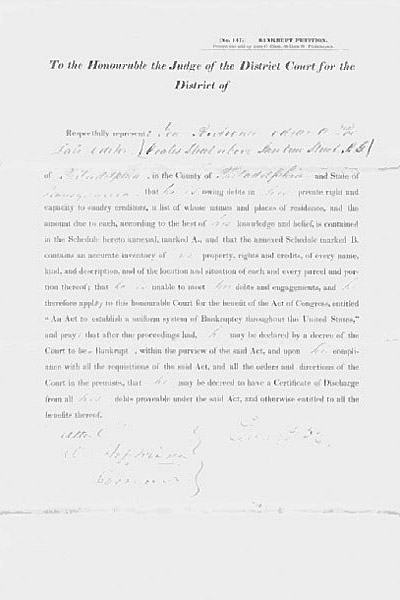 Edgar Allan Poe Bankruptcy Document, by B. J. Rosenmeyer