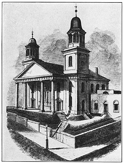 Drawing of the First Presbyterian Church of Baltimore 1791-1860