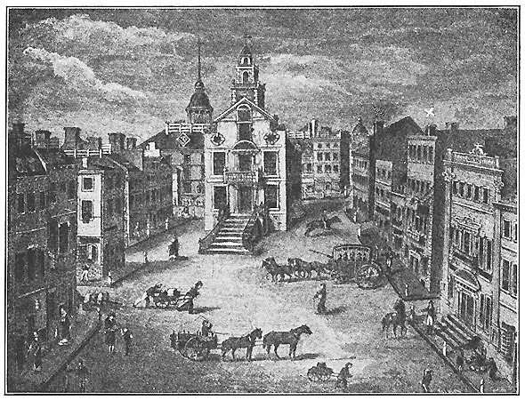 Engraving showing No. 14 State Street, Boston, MA in 1801