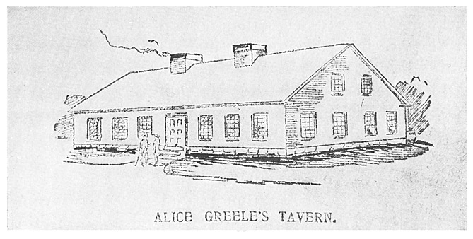 Drawing of ALice Greele's Tavern, Portland, ME