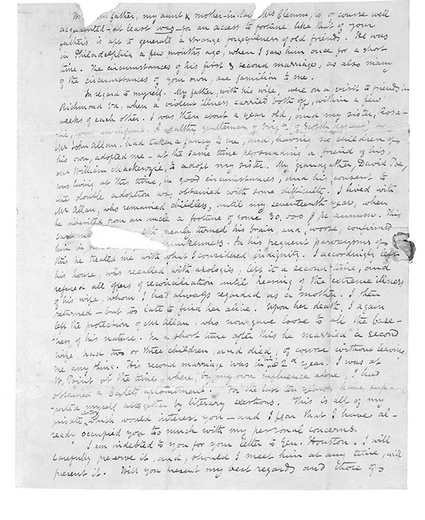 Edgar Allan Poe, letter to George W. Poe, July 14, 1839