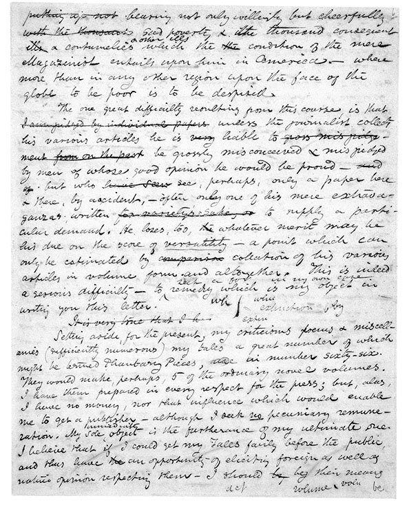 MS of a letter from Poe to Charles Anthon, before November 2, 1844