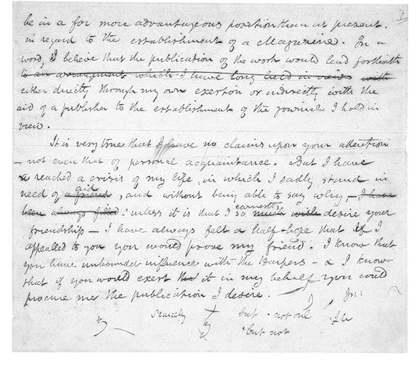MS of a letter from Poe to Charles Anthon, before November 2, 1844