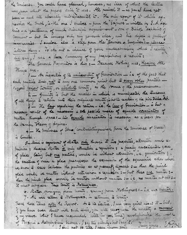 MS letter from Poe to George W. Eveleth, February 29, 1848
