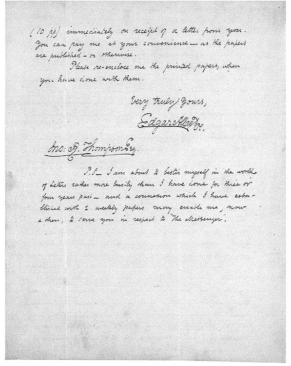 MS letter from Poe to John R. Thompson, January 13, 1849