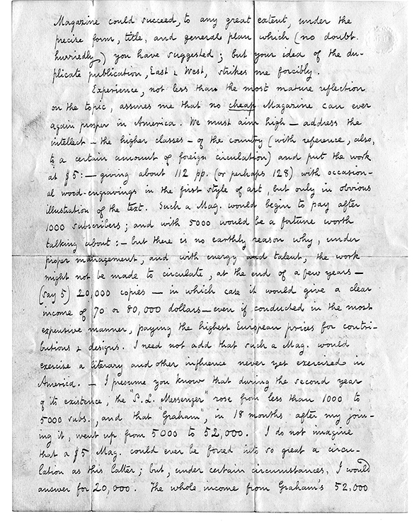 MS letter from Poe to E. H. N. Patterson, April 30, 1849